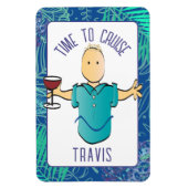 男性おもしろい赤ワイン漫画トロピカルクルーズドア マグネット (縦)