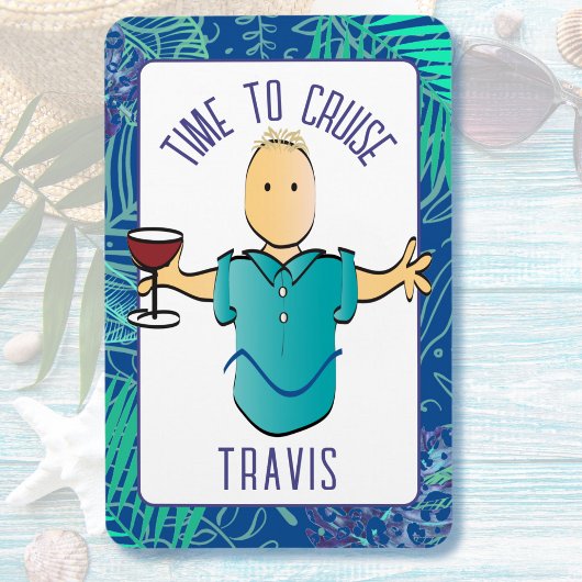 男性おもしろい赤ワイン漫画トロピカルクルーズドア マグネット