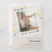 男性おもしろい68歳の誕生日招待状おもしろい写真 招待状 (正面)