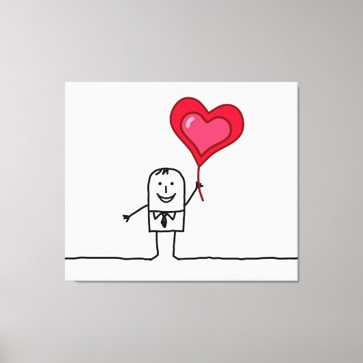 男性およびハート キャンバスプリント (正面)