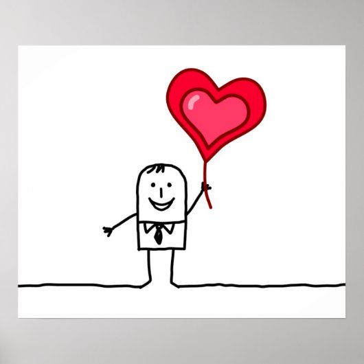 男性およびハート ポスター (正面)