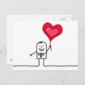 男性およびハート ポストカード (正面/裏面)