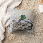 男性およびメスのマガモのポートレート クッション (ブランケット)