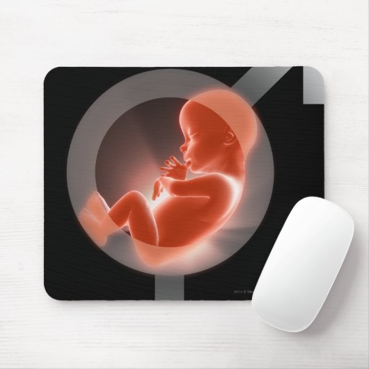 男性および女性の記号上の重ねられた胎児 マウスパッド (マウス)