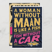 男性がいない女性は車のカードがない魚のようなもの 招待状 (正面/裏面)