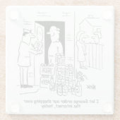 男性がオンラインショッピング – ビールの宅配便 ガラスコースター (裏面)