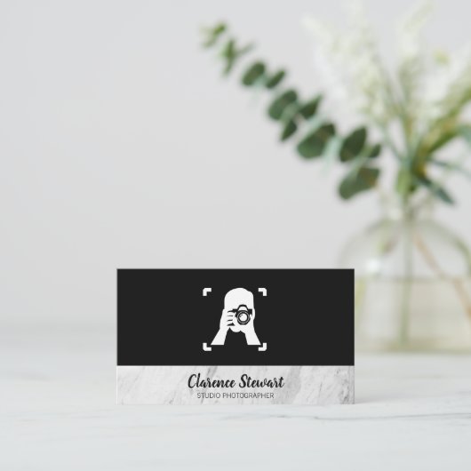 男性が写真のロゴ 名刺 (スタンド正面)