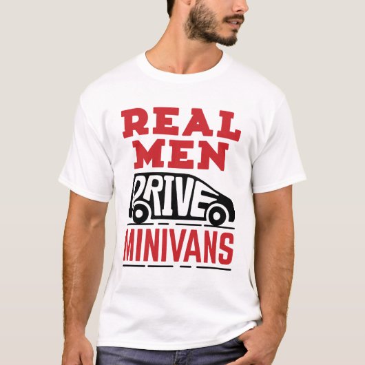 男性が実在ミニバンを運転 Tシャツ (正面)