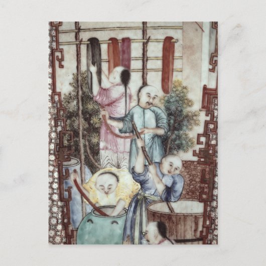 男性が絹を染める姿を描いた花瓶からの詳細 ポストカード (正面)