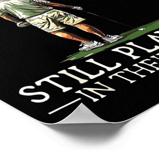 男性が80年代にゴルフをプレーする面白いゴルファー ゴルフ ポスター (角)