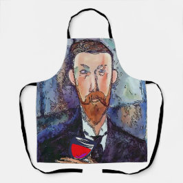 男性とワインのデザイン追加文字、エプロン エプロン