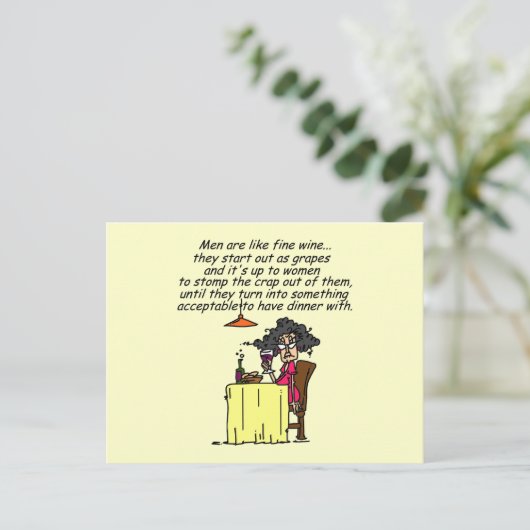 男性とワ素晴らしインのユーモア ポストカード (スタンド正面)