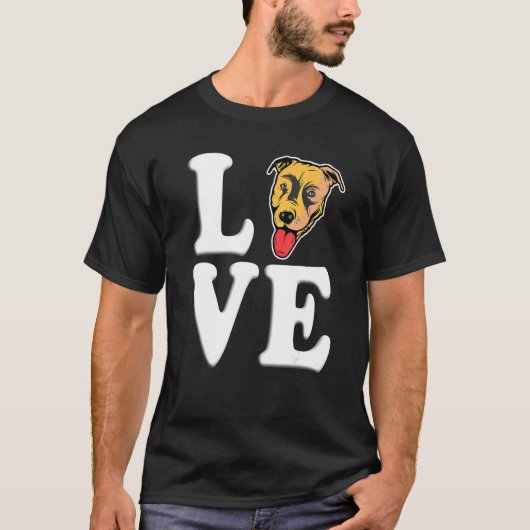 男性と女性のためのピットブルを愛する犬 Tシャツ (正面)