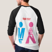 男性と女性のタイポグラフィーアイコン デザイン - 太字のピンク& Tシャツ (裏面)