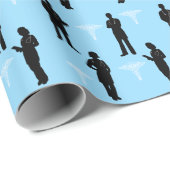 男性と女性のドクターギフトラップのシルエット ラッピングペーパー (ロールコーナー)