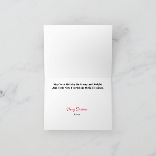 男性と女性の医者のシルエットがクリスマスツリーとともに明るい金色の背景にデザインされたクリスマスカー カード (内部)