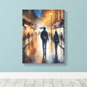 男性と女性の歩く キャンバスプリント (インサイチュ (ウッドフロア))