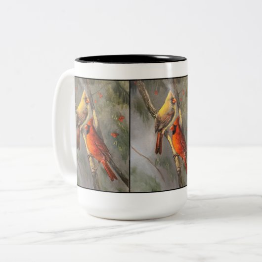 男性と女性の深紅色素晴らしアートマグ ツートーンマグカップ (正面左)