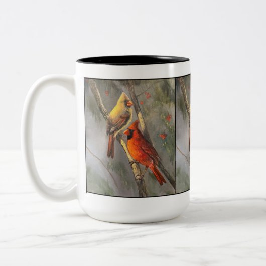 男性と女性の深紅色素晴らしアートマグ ツートーンマグカップ (左)