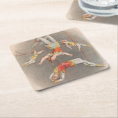 男性と女性の跳ね上げ役者 スクエアペーパーコースター (アングル)