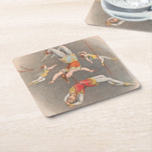 男性と女性の跳ね上げ役者 スクエアペーパーコースター (アングル)