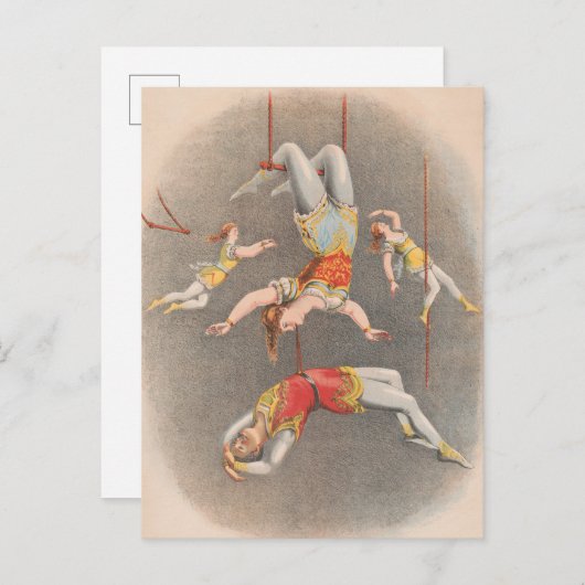 男性と女性の跳ね上げ役者 ポストカード (正面/裏面)