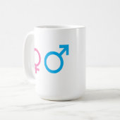 男性と女性シンボルや象徴 コーヒーマグカップ (正面左)