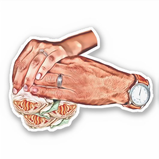 男性と女性新郎新婦のカップルの芸術 シール (正面)