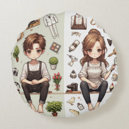 男性と女性 ver.1 ラウンドピロー