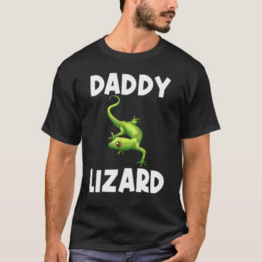 男性のためのクールなトカゲ 父のヤモリ 緑の爬虫類 アニ Tシャツ (正面)