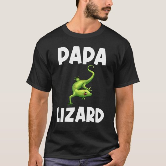 男性のためのクールなトカゲ 父のヤモリ 緑の爬虫類 アニ Tシャツ (正面)