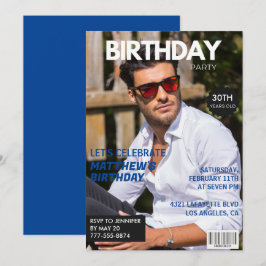 男性のための30歳の誕生日招待状 雑誌の表紙 招待状