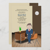 男性のオフィス/学校の従業員の退職招待状 招待状 (正面/裏面)
