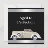 男性のクラシックカー誕生日パーティー 招待状 (裏面)