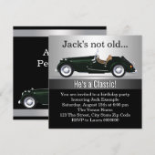 男性のクラシックカー誕生日パーティー 招待状 (正面/裏面)