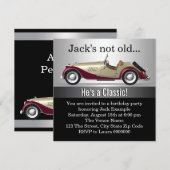 男性のクラシックカー誕生日パーティー 招待状 (正面/裏面)