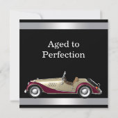 男性のクラシックカー誕生日パーティー 招待状 (裏面)
