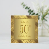 男性のゴールド50歳の誕生日パーティー 招待状 (スタンド正面)