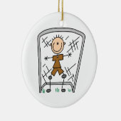 男性のサッカーのゴールの看守のTシャツおよびギフト セラミックオーナメント (右)