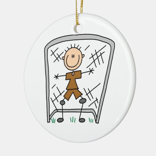 男性のサッカーのゴールの看守のTシャツおよびギフト セラミックオーナメント (左)