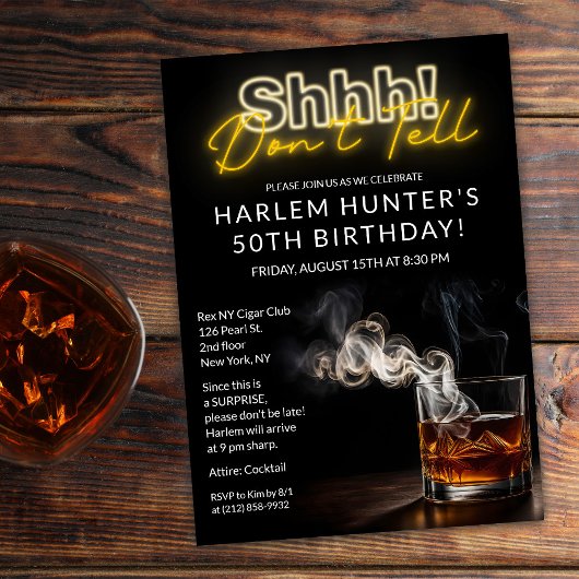 男性のサプライズ煙草とワインの誕生日 招待状