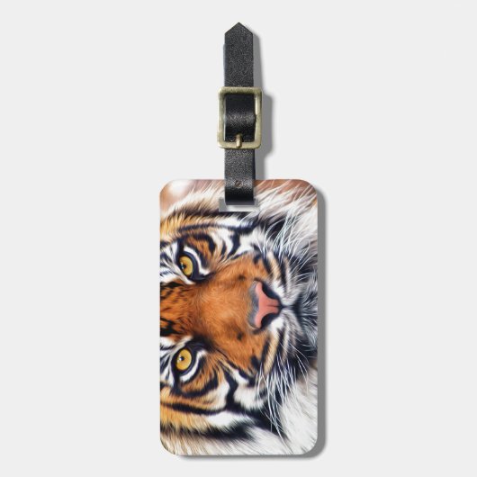 男性のシベリアトラのペンキの写真 ラゲッジタグ (正面縦)