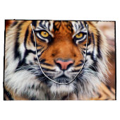 男性のシベリアトラのペンキの写真 ラージペーパーバッグ (裏面)