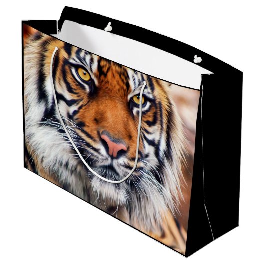 男性のシベリアトラのペンキの写真 ラージペーパーバッグ (裏面アングル)