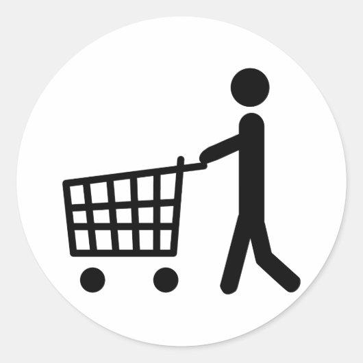 男性のショッピングロゴ ラウンドシール (正面)