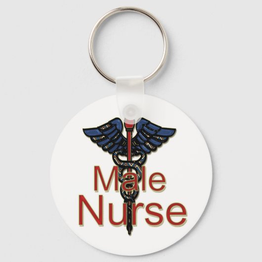 男性のナースとカドゥセウス キーホルダー (正面)