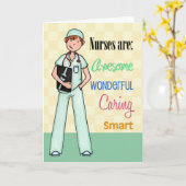 男性のナースは素晴らしある – ナースデイカード カード (黄色い花)