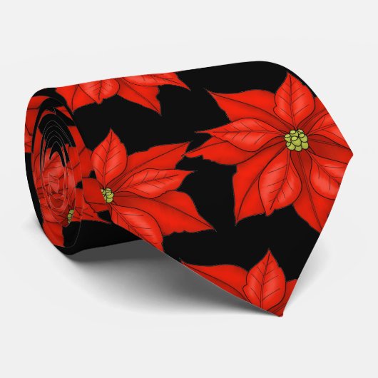 男性のネクタイ – クリスマスポインセチア ネクタイ (ロール)