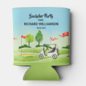 男性のバチェラーパーティー ゴルフ テーマ 名前 日付 缶クーラー (裏面)