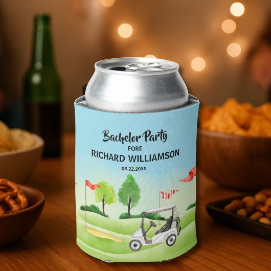 男性のバチェラーパーティー ゴルフ テーマ 名前 日付 缶クーラー